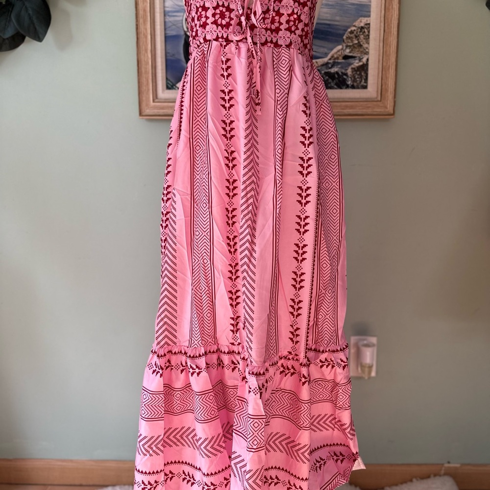 Pink Patterned Maxi Dress